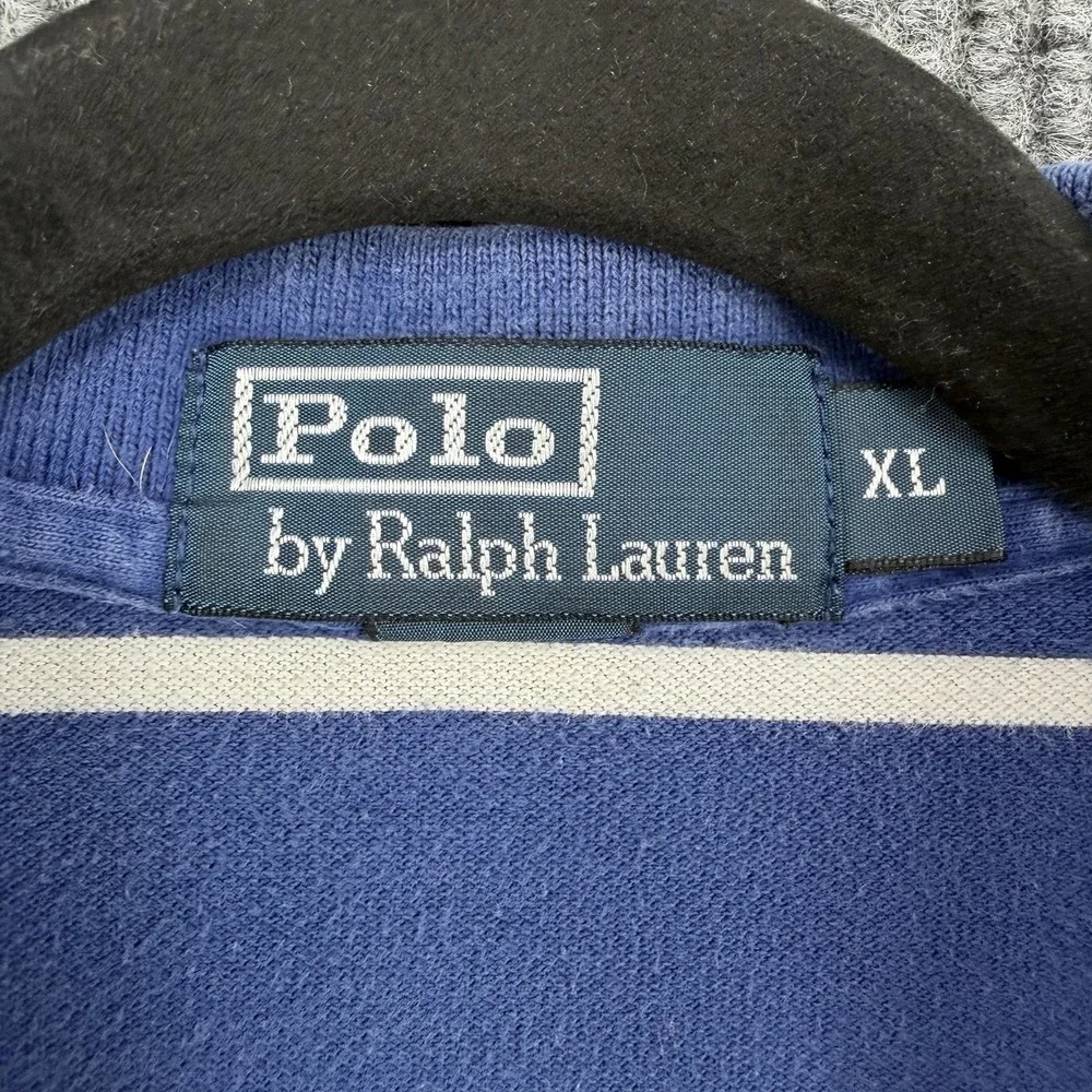 Vintage Polo Ralph Lauren mens shirt XL striped Pique ss embroidered logo preppy